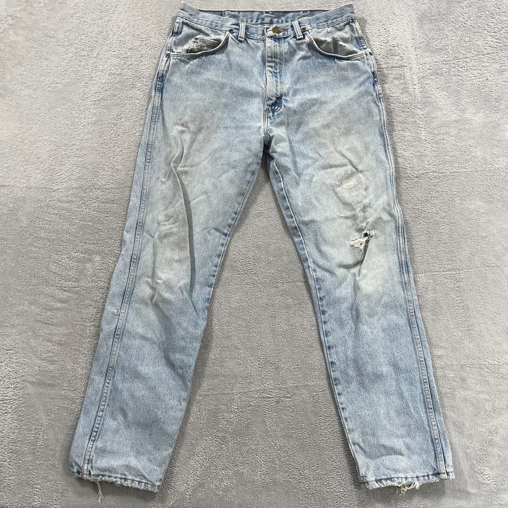 Vintage Wrangler Jeans 34x32 (fit 31x31) Relaxed Light Wash Distressed Straight
